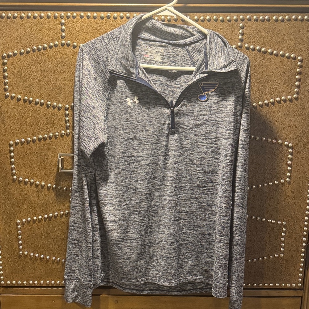 Under Armour Heathered Gray Quarter-Zip Pullover blues hockey